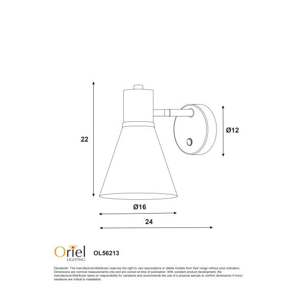 NORBERT WALL LIGHT w/ SWITCH BK/SATIN BRASS OL56213SB