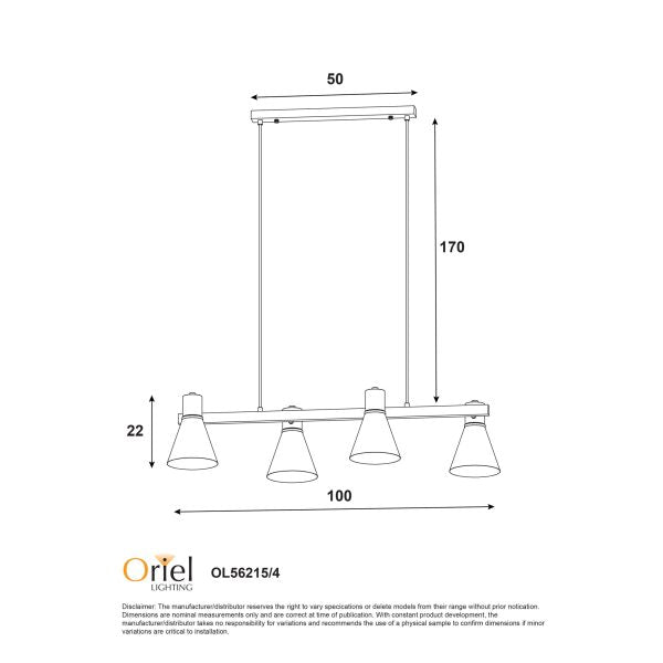 NORBERT 4 LIGHT RAIL PEND. BK/SATIN BRASS OL56215/4SB