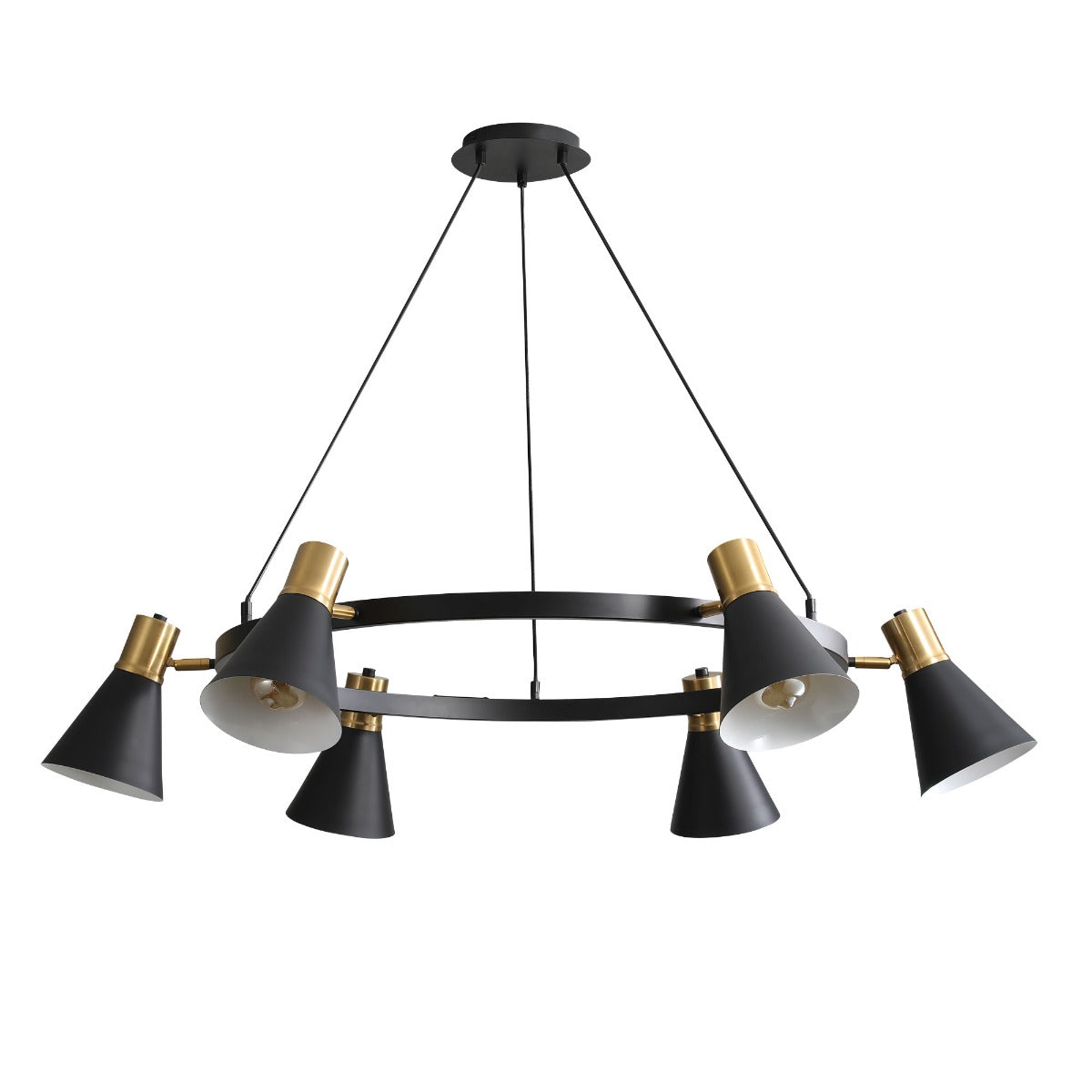 NORBERT 6 LIGHT ROUND PEND. BK/SATIN BRASS OL56216/6SB