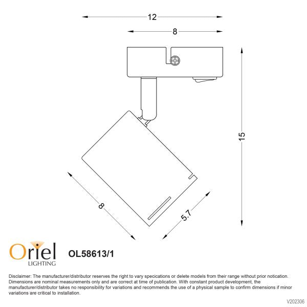 BARIL 1 LIGHT GU10 SPOT w/ SWITCH MATT BLACK - OL58613/1BK