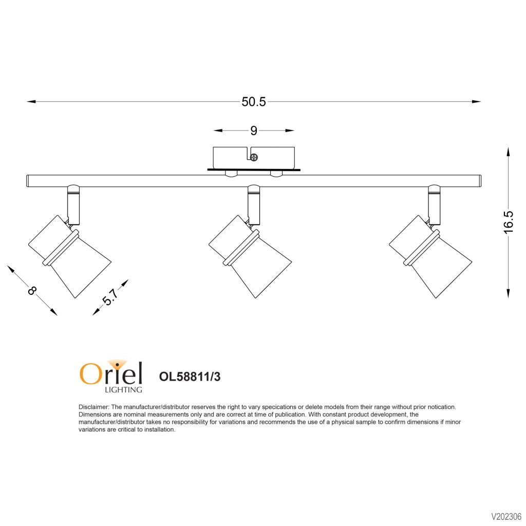 YARRA WHITE 3 LIGHT LED READY SPOTLIGHT - OL58811/3WH