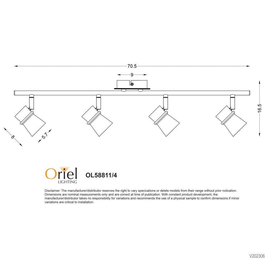 YARRA BLACK 4 LIGHT LED READY SPOTLIGHT - OL58811/4BK
