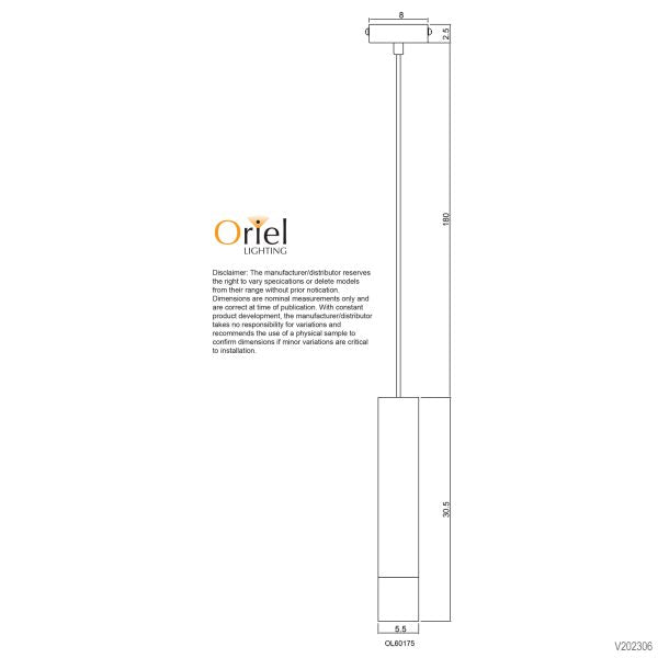 TIG SINGLE PENDANT GU10 BLACK - OL60175BK