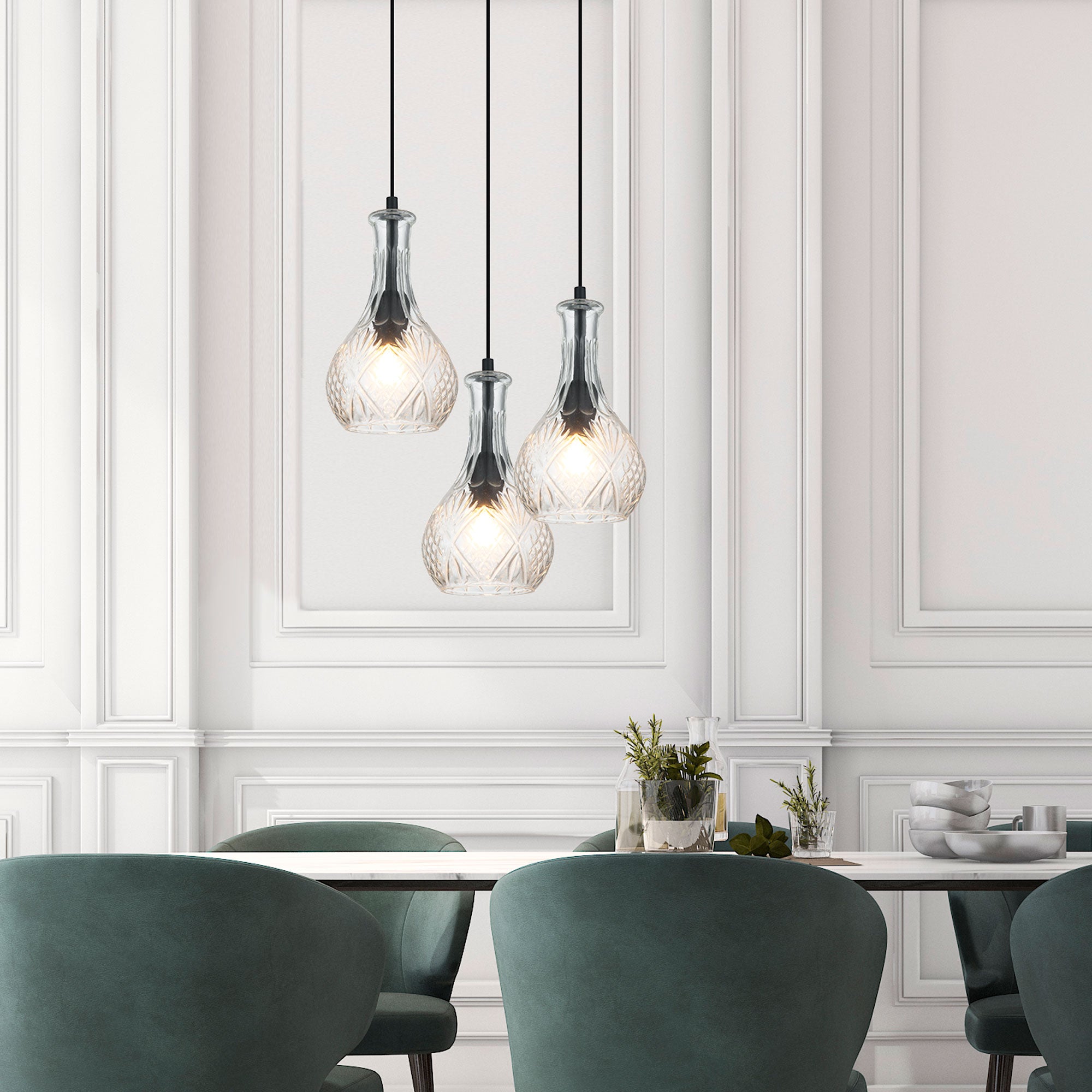 DECANT 1 Retro Vintage Cut Glass Pendant - OL63501CL