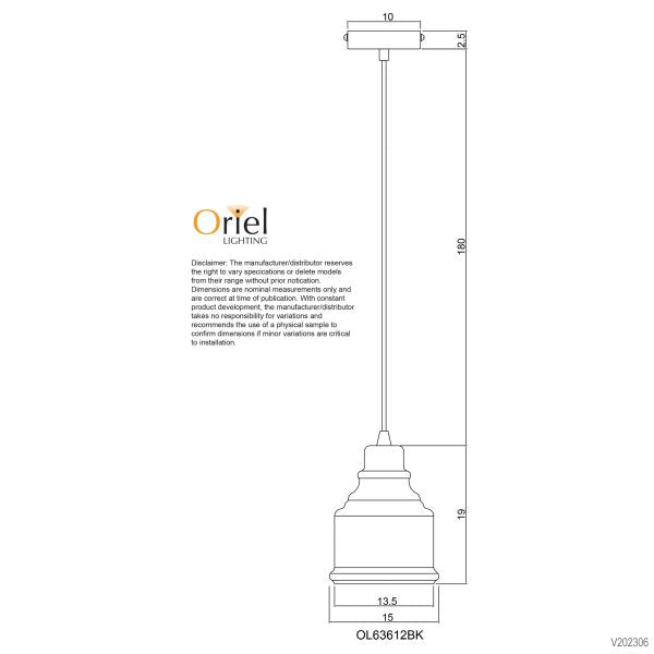 AUBURN.2 Clear Glass Single Pendant - OL63612BK
