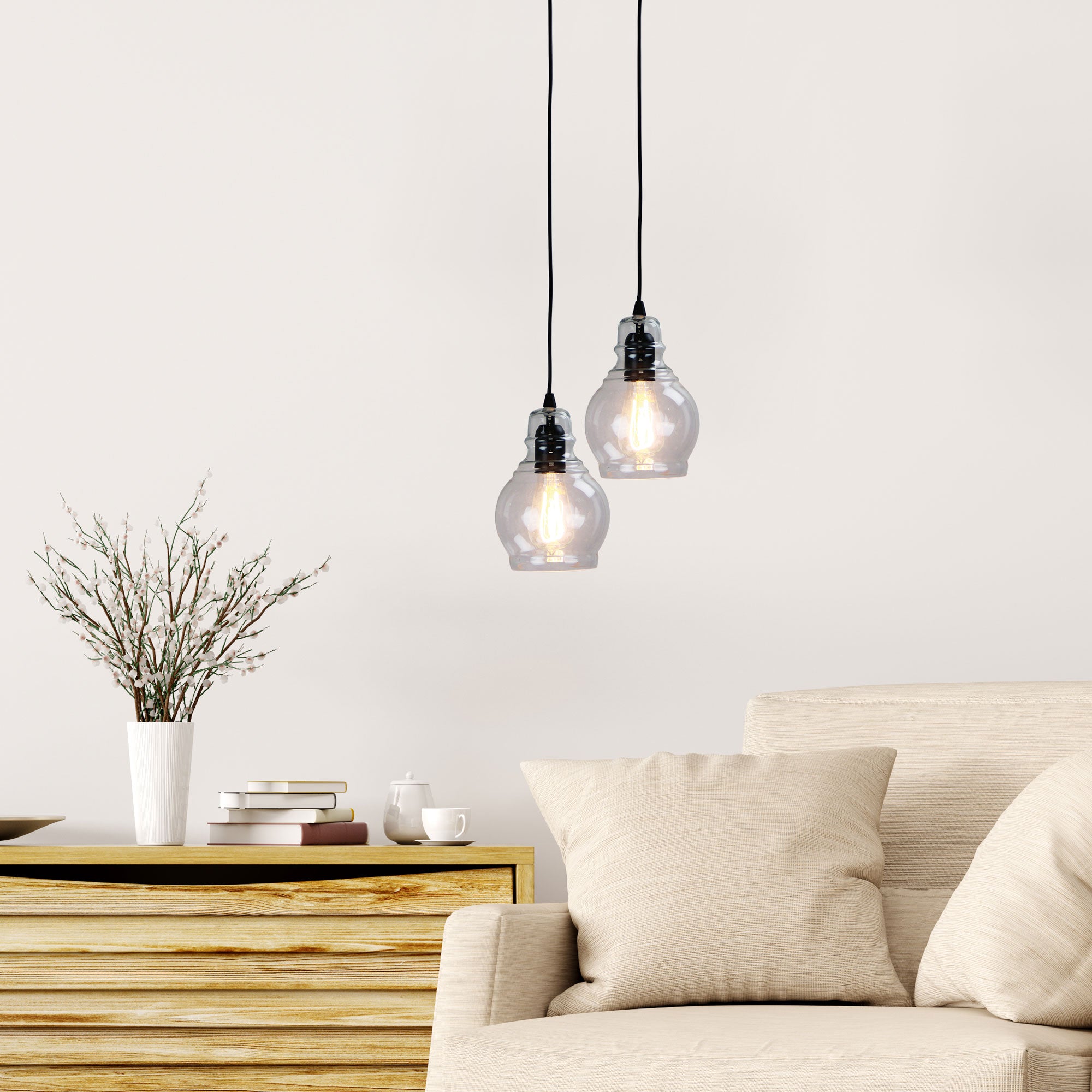 AUBURN.3 Clear Glass Single Pendant - OL63613BK