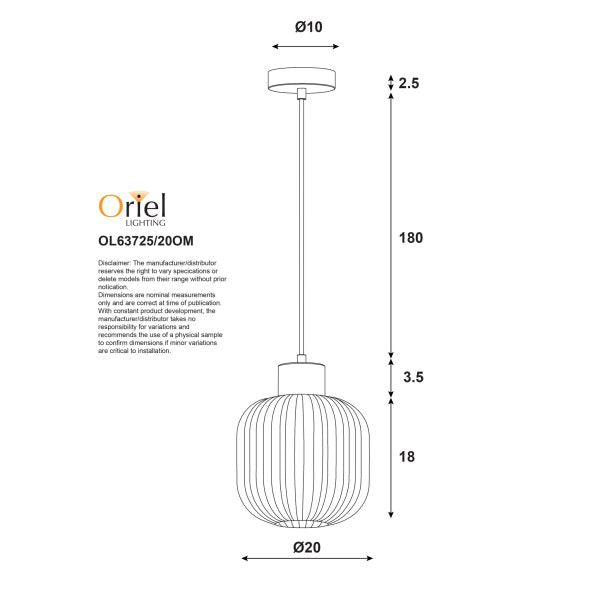 BOLLI.130 OPAL MATT PENDANT WITH WOOD OL63725/20OM