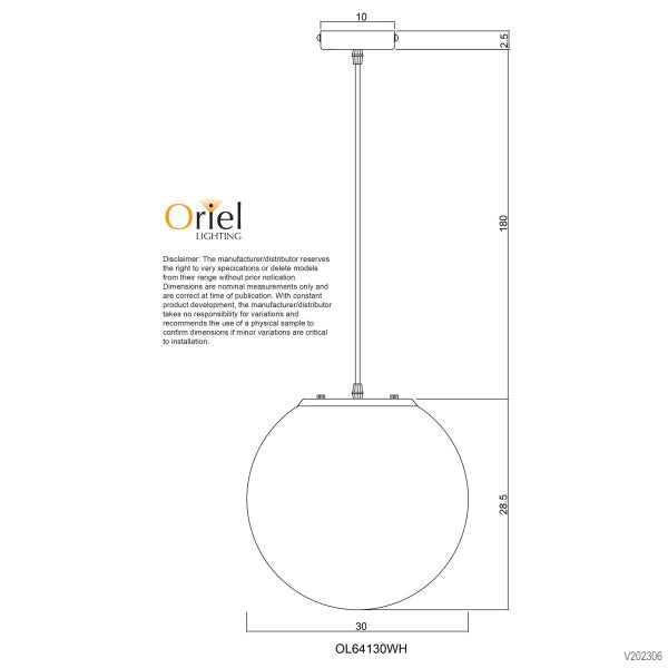 Phase 1 Light Pendant Small White - OL64130WH