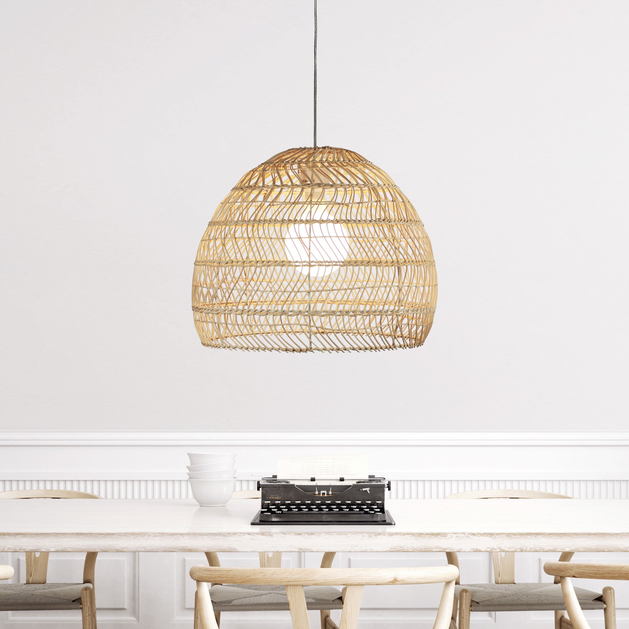 METTE.47 NATURAL RATTAN SHADE E27 - OL64469/47