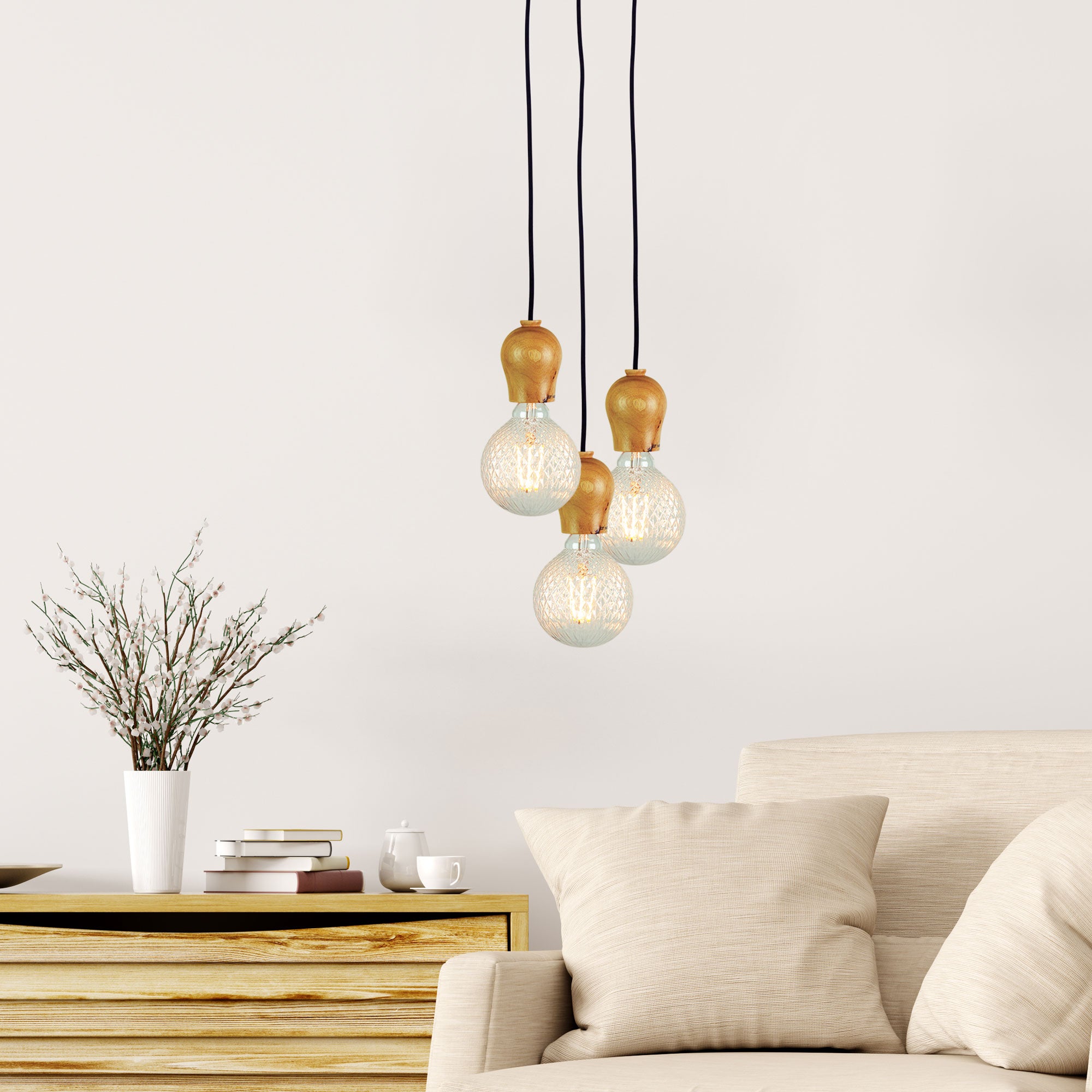 BUD SINGLE PENDANT SUSPENSION NATURAL TIMBER - OL64719NAT