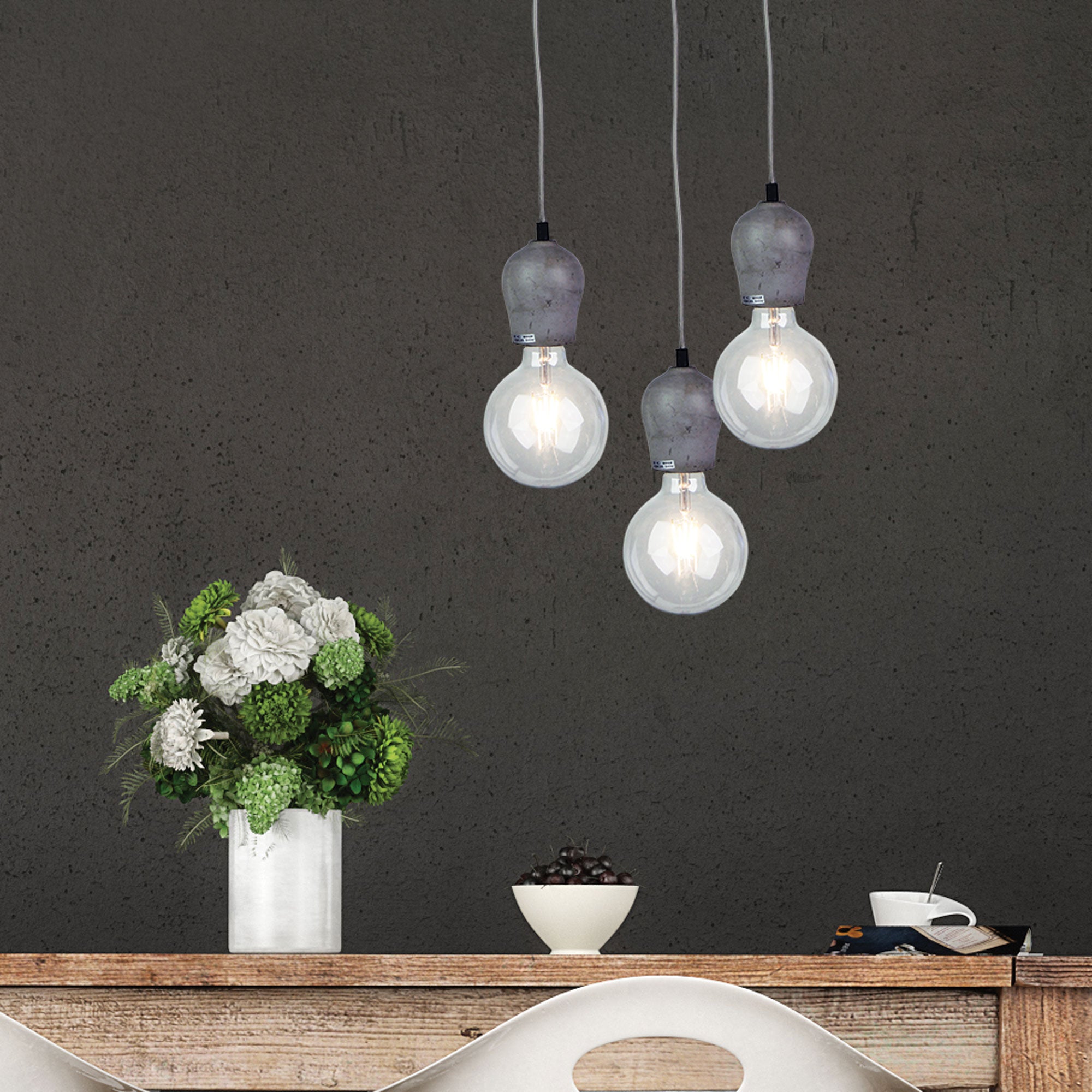CHUNK CONCRETE SINGLE PENDANT E27 - OL64721