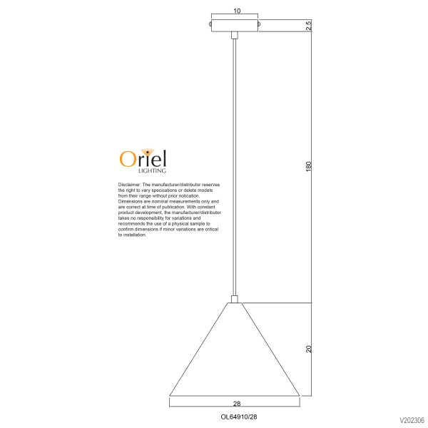 CONIC.28 SINGLE PENDANT BLACK OL64910/28BK