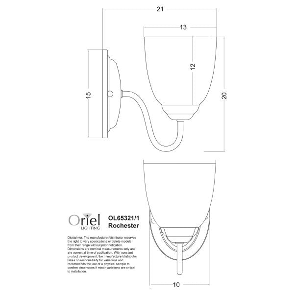 ROCHESTER WALL LIGHT ANT BRASS / FROST OL65321/1AB