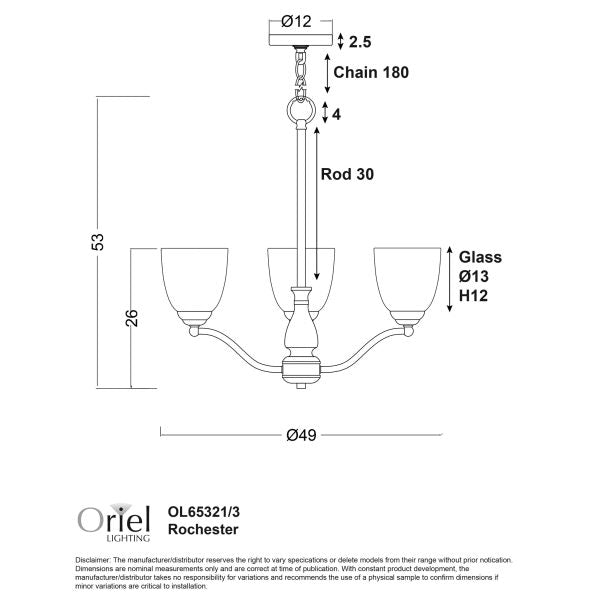 ROCHESTER 5 LIGHT PENDANT BLACK / FROST OL65321/5BK
