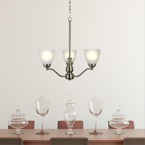 ROCHESTER 3 LIGHT PENDANT ANT BRASS / FROST OL65321/3AB