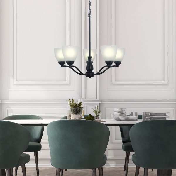 ROCHESTER 5 LIGHT PENDANT BLACK / FROST OL65321/5BK