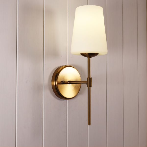 KINBURY WALL LIGHT SATIN BRASS WITH OPAL MATT GLASS OL69463SB