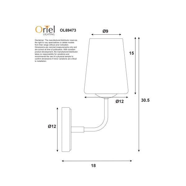 KINBURY WALL LIGHT SATIN BRASS WITH OPAL MATT GLASS OL69473BK