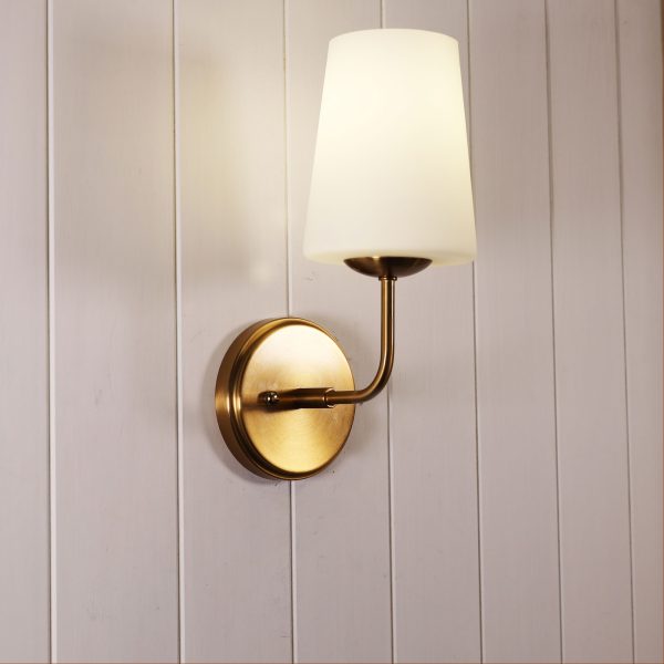 HOPLEY WALL LIGHT SATIN BRASS WITH OPAL MATT GLASS OL69473SB