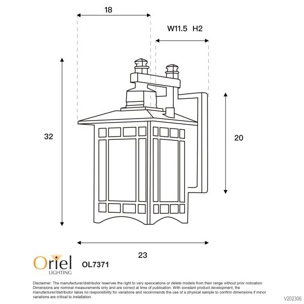 HORSHAM OUTDOOR WALL LIGHT BLACK OL7371BK
