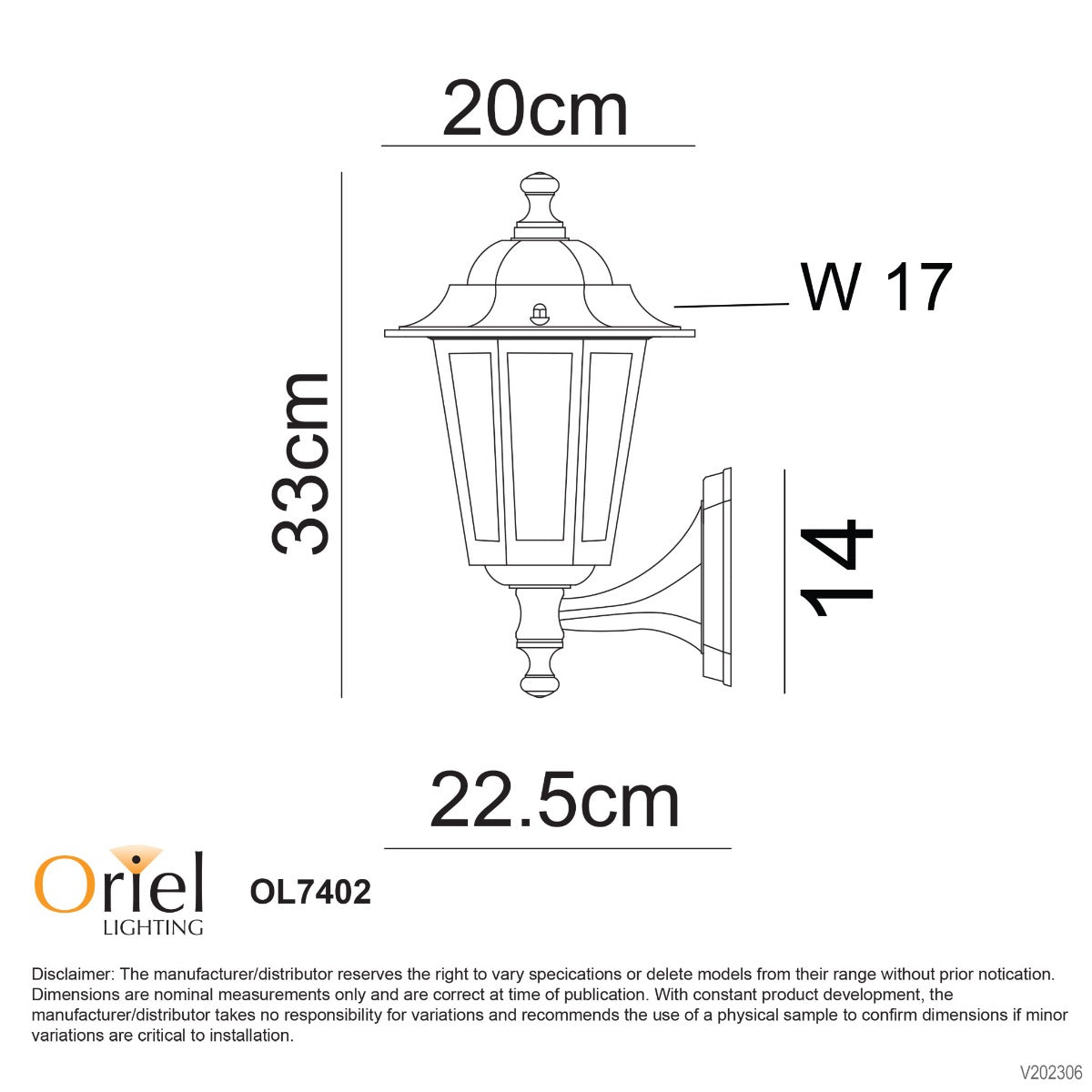 ASCOT OUTDOOR WALL LIGHT UP BLACK OL7402BK
