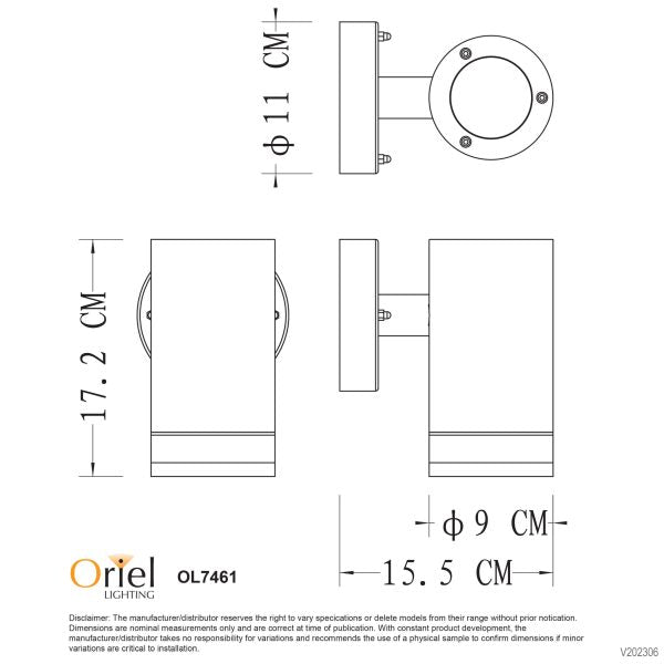 TOVE GU10 OUTDOOR WALL LIGHT BLACK - OL7461BK
