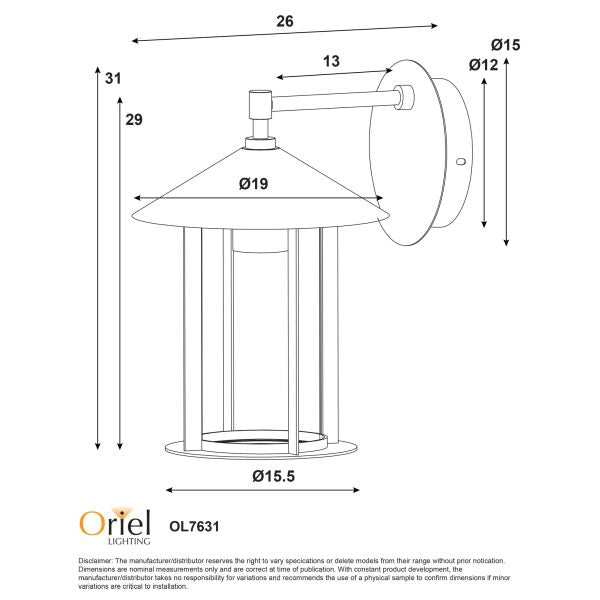 HOLFORD OUTDOOR WALL LIGHT BLACK/CLEAR OL7631BK