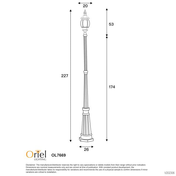 Highgate Traditional Post Light Black - OL7669BK