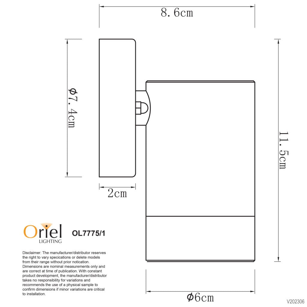 ZETA SINGLE WALL WASHER BLACK IP44 GU10 - OL7775/1BK