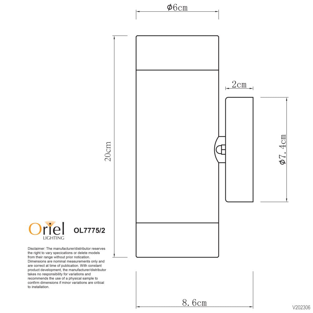 ZETA UP/DOWN WALL WASHER BLACK IP44 GU10 - OL7775/2BK