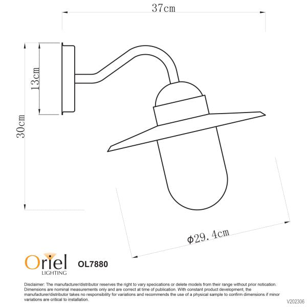 Alley 1 Light Exterior Industrial Wall Light Black - OL7880BK