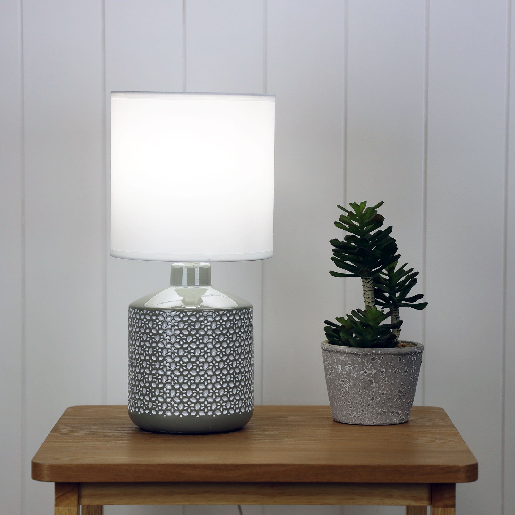 CELIA TABLE LAMP GREY w/ WHITE SHADE - OL90117GY