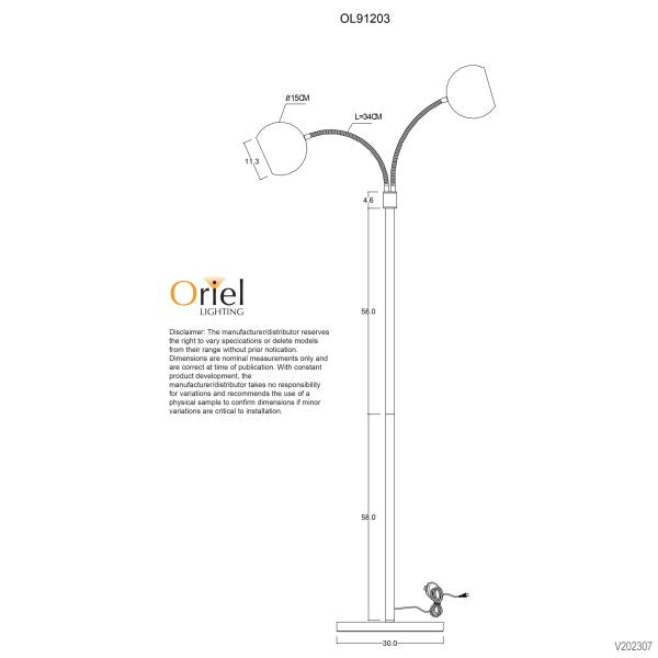 BOBO TWIN FLEX FLOOR LAMP GUNMETAL