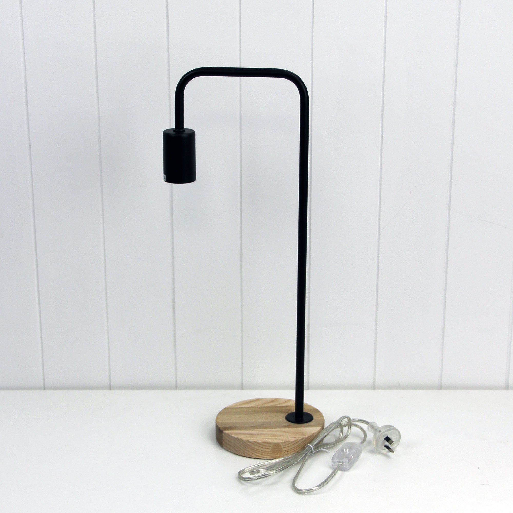 LANE Black Scandi Table Lamp Timber and Black - OL93131BK