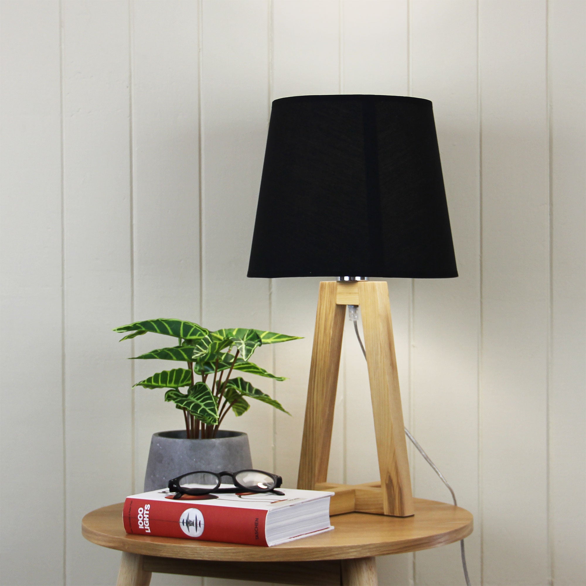 EDRA TABLE LAMP Black Scandi Table Lamp with Black Cotton Shade - OL93531BK