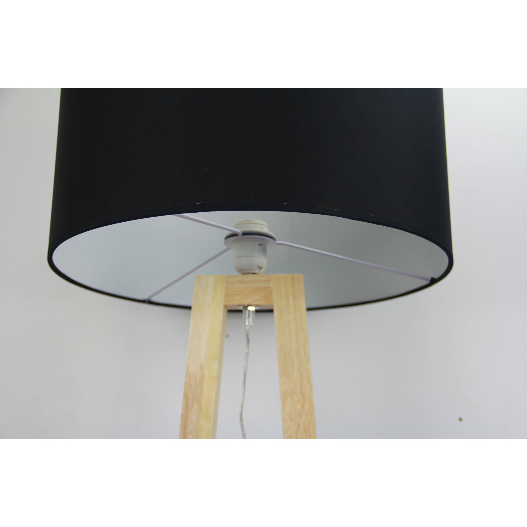 EDRA FLOOR LAMP Black Scandi Floor Lamp with Black Cotton Shade - OL93533BK
