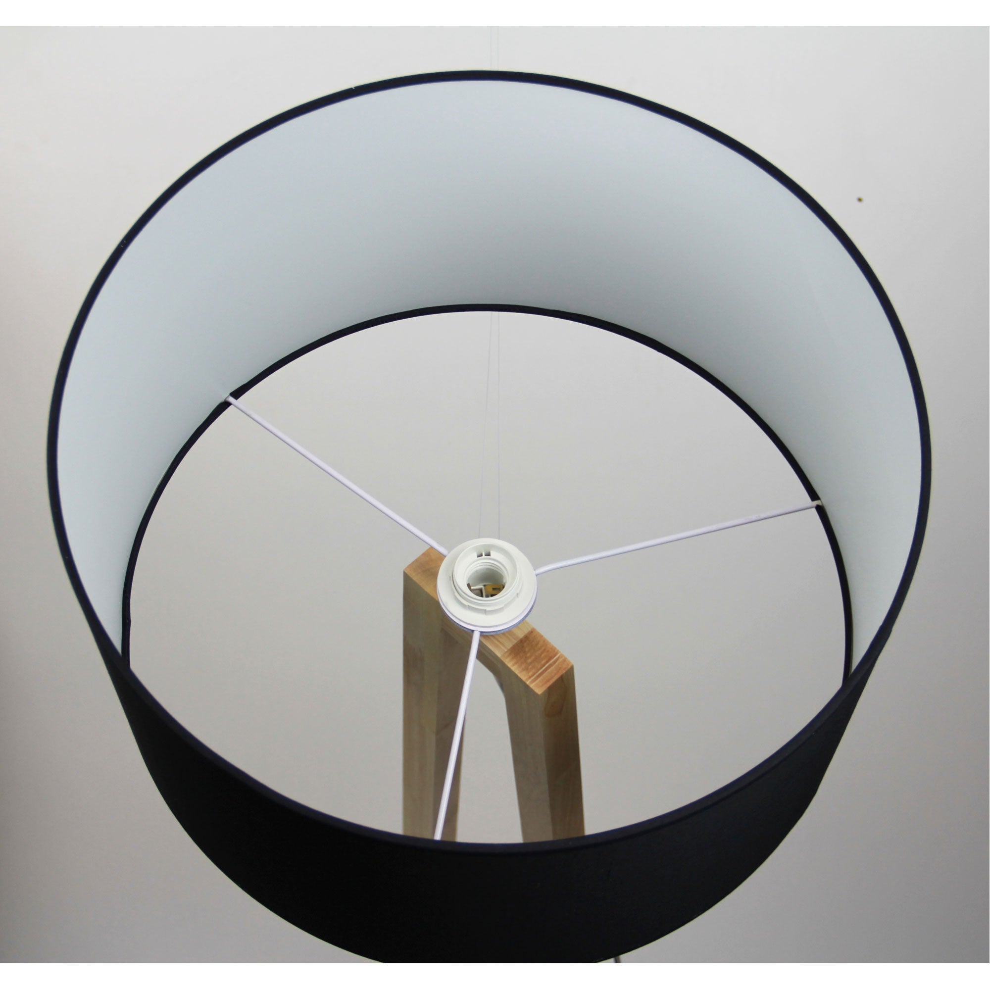 EDRA FLOOR LAMP Black Scandi Floor Lamp with Black Cotton Shade - OL93533BK