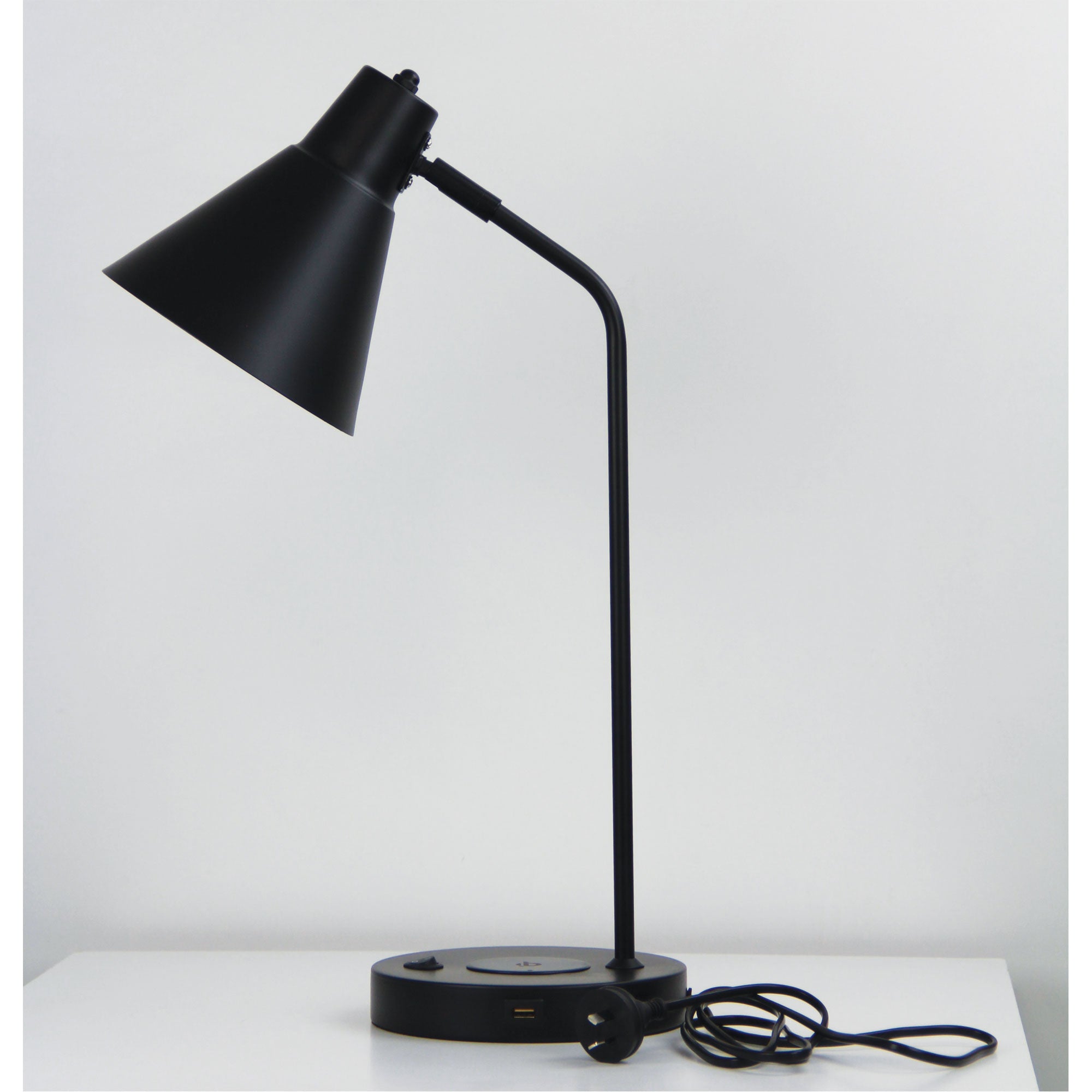 TARGA DESK LAMP Black with USB and wireless charging - OL93952BK
