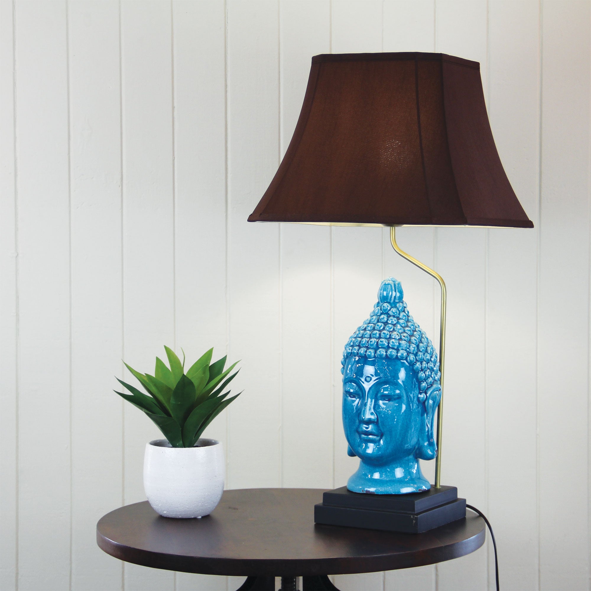 JADE BUDDHA HEAD CHINESE LAMP w/ SHADE - OL96963