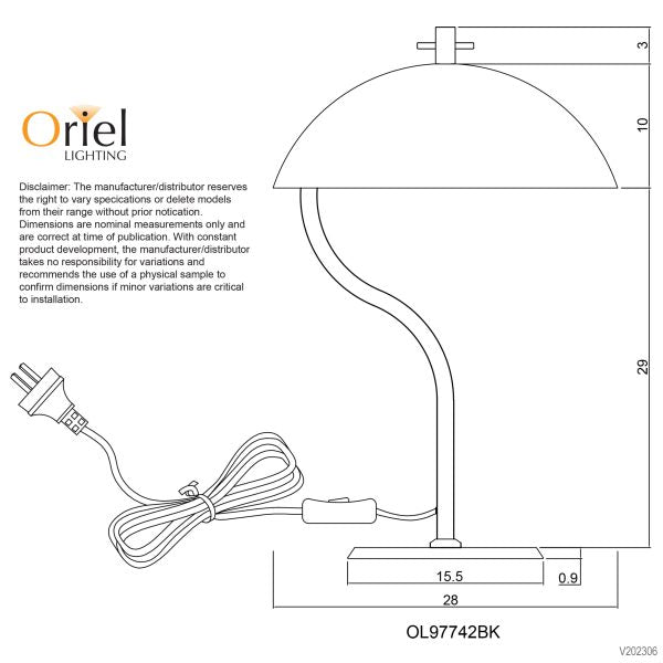 MERTON TABLE LAMP BLACK OL97742BK
