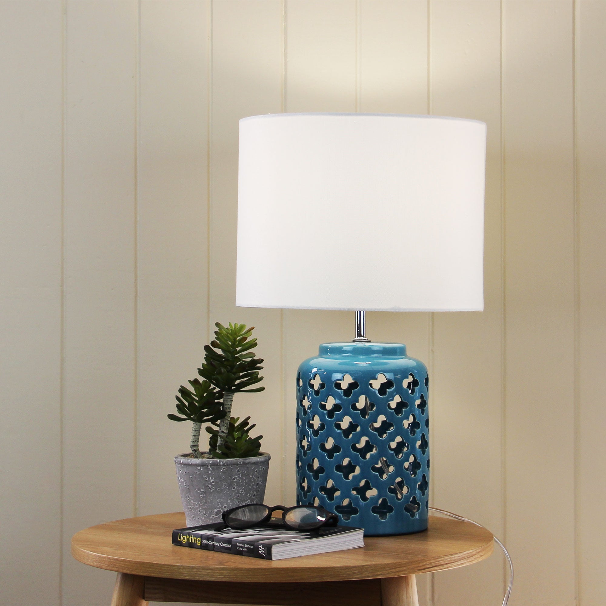 CASBAH TEAL CERAMIC COMPLETE TABLE LAMP - OL97978TE