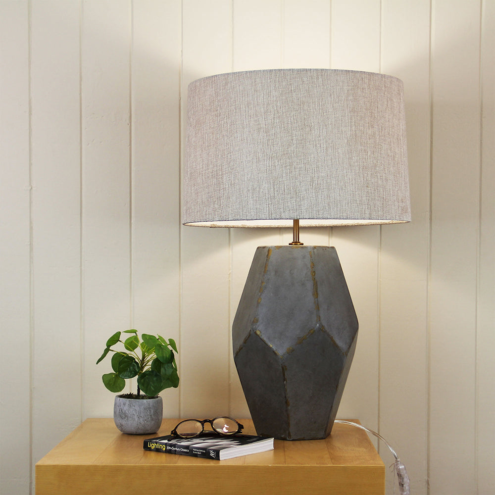 Pablo Cubist-Inspired Aged Gold Table Lamp Raw Linen Shade - OL98835