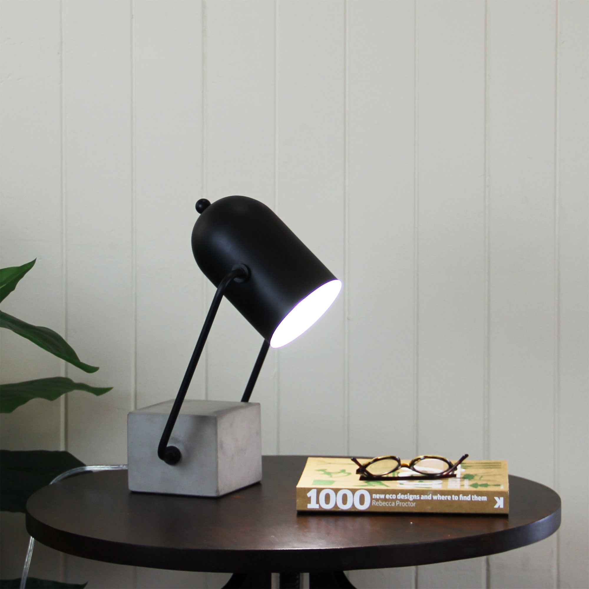 EVERTON Chunky Concrete and Black Desk Lamp - OL98868BK