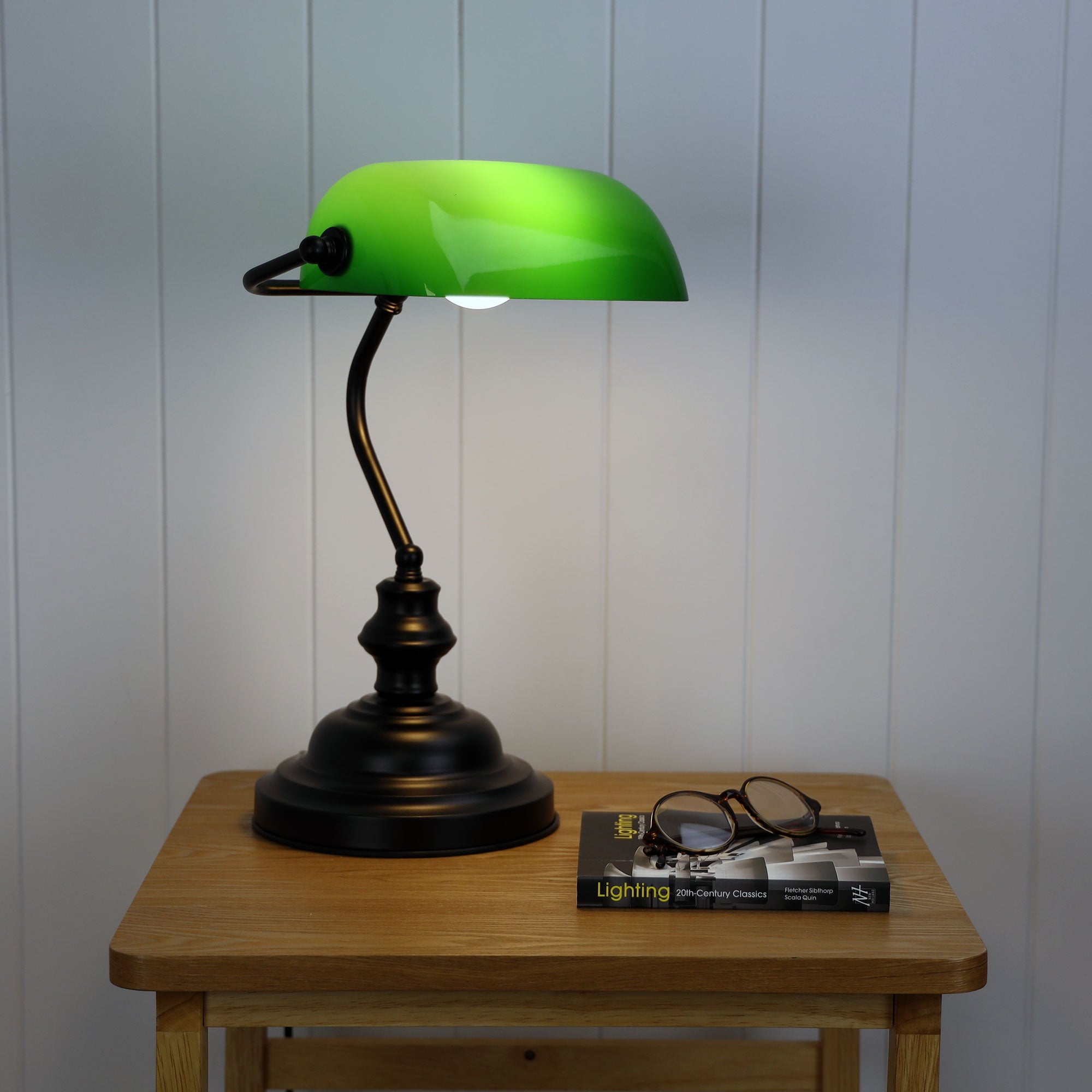 BANKERS LAMP BLACK / GREEN (switched) - OL99441BK