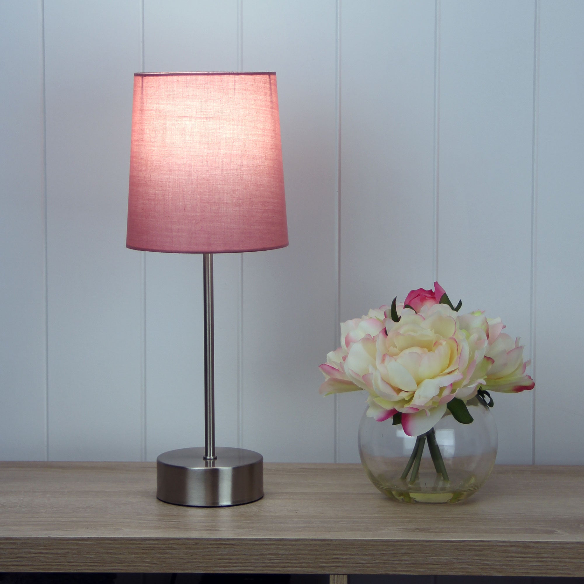 LANCET TOUCH LAMP w/ BLUSH SHADE ON-OFF - OL99467PK