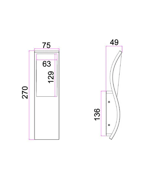 OLA LED Wavy Rectangular Surface Mounted Wall Lights OLA02