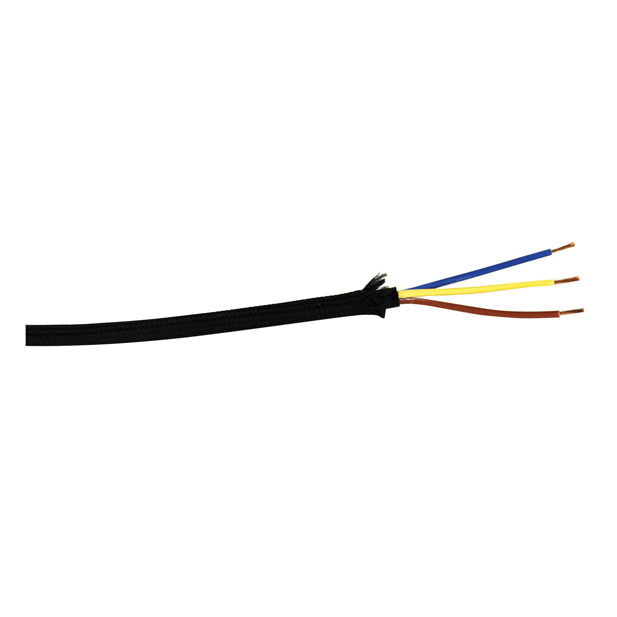 CABLE BLACK CLOTH COVERED 3-CORE per METRE - OLA03/53BK