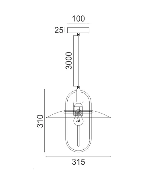 PAPILLON Oblong Iron with Glass Coolie Pendant Lights PAPILLON1