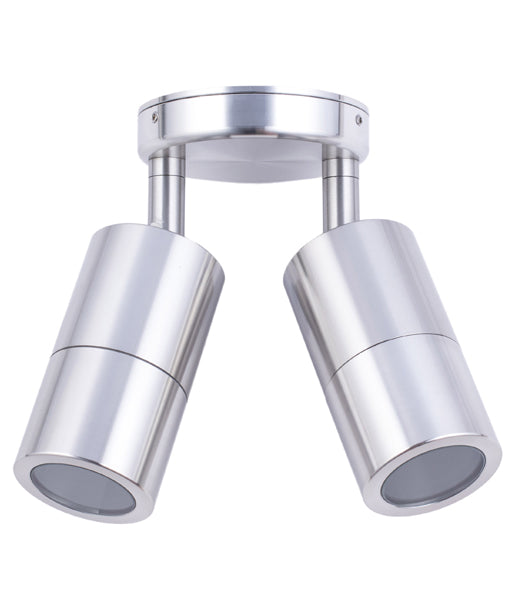 WALL GU10 X 2 (Max 35W HAL)  PILLAR D/ADJ RND BASE Shiny SIL  PG2ASHSIL CLA Lighting
