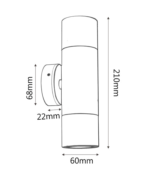 WALL GU10 X 2 (Max 35W HAL) PILLAR UP/DN MATT GREY  PGUDSIL CLA lighting
